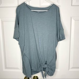Eileen Fisher Blue Organic Cotton Side Tie Slub Tee